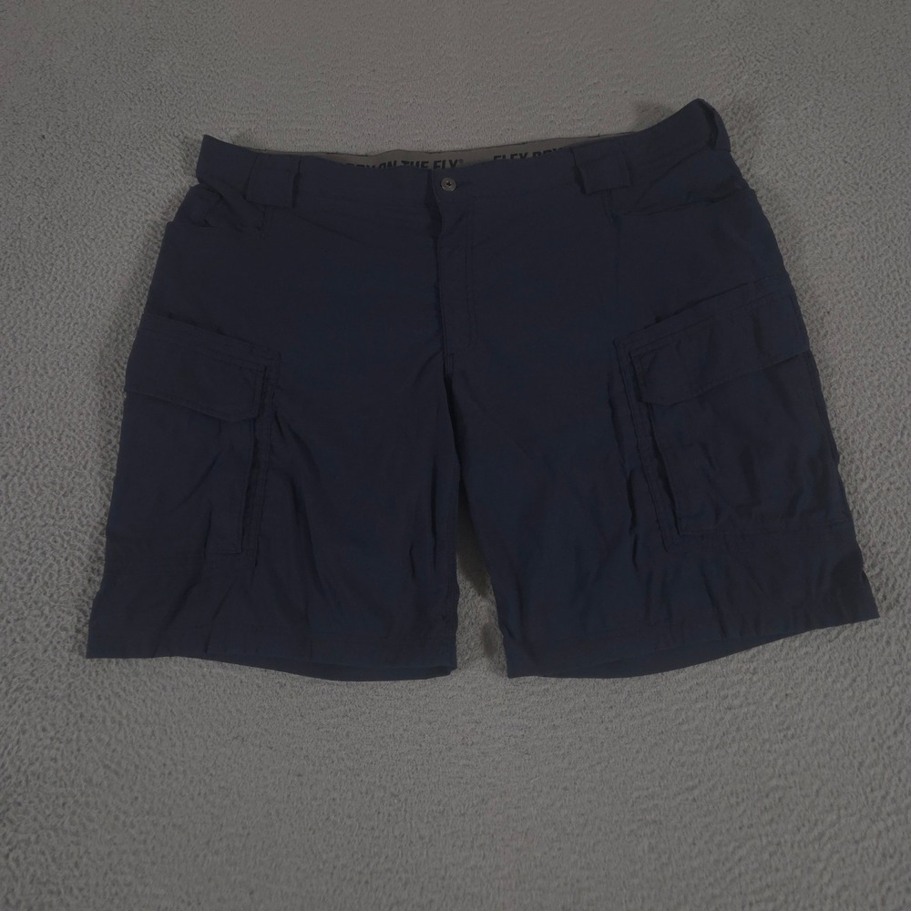 Duluth Trading Co Shorts Mens 46 Navy Dry on the Fly 11" Cargo Nylon Stretch